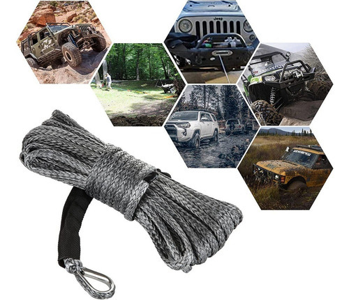 Corda De Cabo Linea Cabrestante 6mm 15m 7700lbs Para Atv Utv - Imagem 7