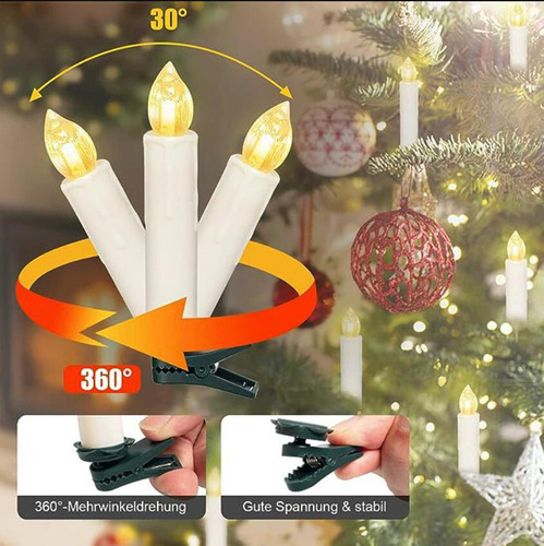 40 Luzes De Vela De Natal Led Com Clipes Com Controle Remoto - Imagem 2