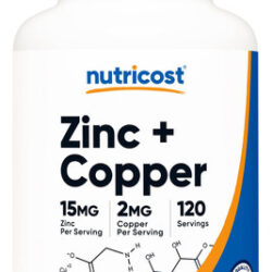 Suplemento Nutricost Zinc + Copper Em Cápsulas 120 Porções