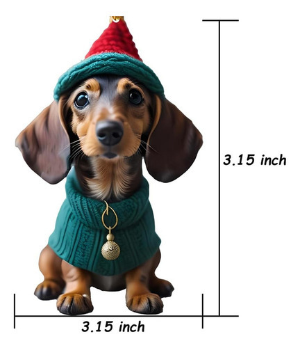 Enfeites Acrílicos De Natal Dachshund, 7 Peças, - Imagem 3