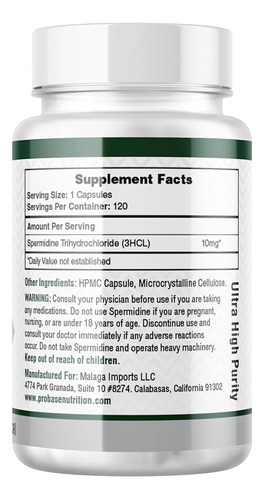 Probase Nutrition Espermidina (10 Mg De 99% De Espermidina 3 - Imagem 2