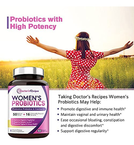 Doctors Recipes Probiótico Feminino, 60 Cápsulas 50 Bilhõe - Imagem 3