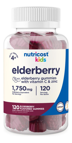 Suplemento De Gomas De Sabugueiro Nutricost Kids Com Zinco E