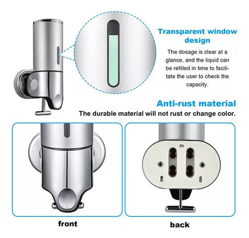Dispensador Saboneteira Líquida Inox 500ml P/ Parede - Imagem 3