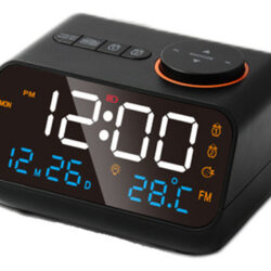 Despertador Digital Led Com Função De Rádio Fm, Higrômetro