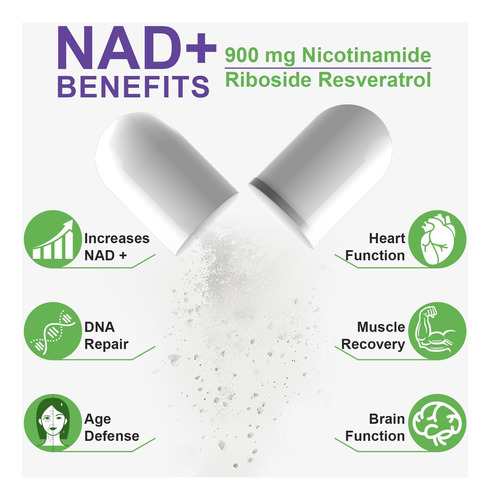 Fangcun Nad Nicotinamida Ribosídeo Resveratrol 900mg, Suplem - Imagem 6