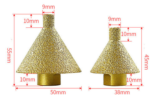2x Brocas De Chanfro De Diamante M10 Com Diâmetro 38/50mm - Imagem 2