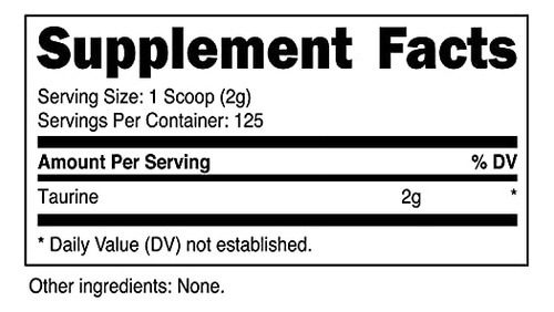 Suplemento Nutricost Taurina Em Pó 250g - 125 Porções - Imagem 2