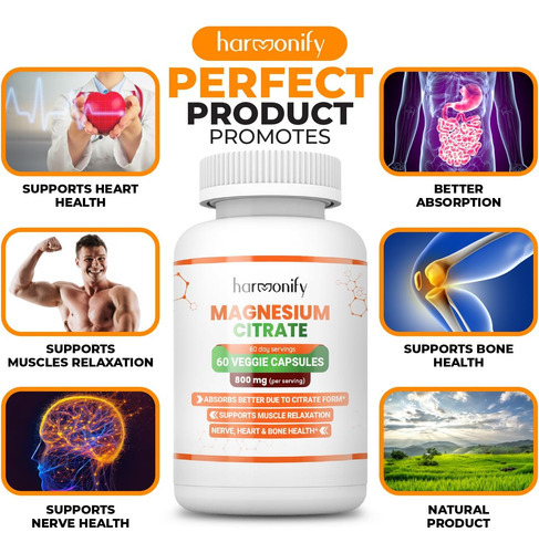 Harmonify Suplemento De Citrato De Magnésio 800 Mg Por Porçã - Imagem 3