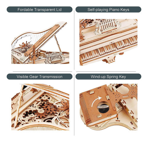 Kits Modelos Piano Mágico Madeira Com Quebra-cabeça - Imagem 3