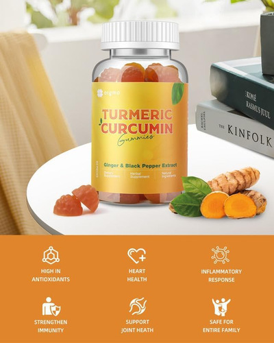 Gomas De Curcumina De Cúrcuma Orgmo Com Pimenta Preta, Pacot - Imagem 5