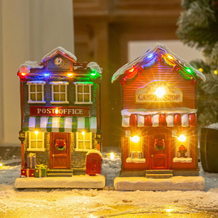 Musical Iluminado Natal Aldeia Casa Estatueta Decoração De - Imagem 10