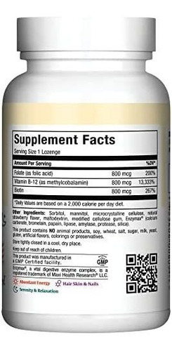 Vitamina B-12 Marca Maxi Health, 800 Mcg, 90 Comprimidos - Imagem 2