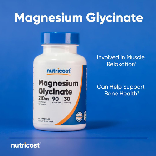 Suplemento De Glicinato De Magnésio Nutricost 180 Cápsulas - Imagem 7