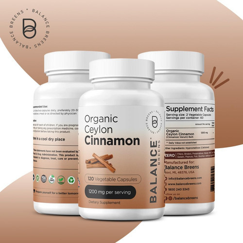 Suplemento Orgânico De Canela Do Ceilão Balancebreens 1200mg - Imagem 3
