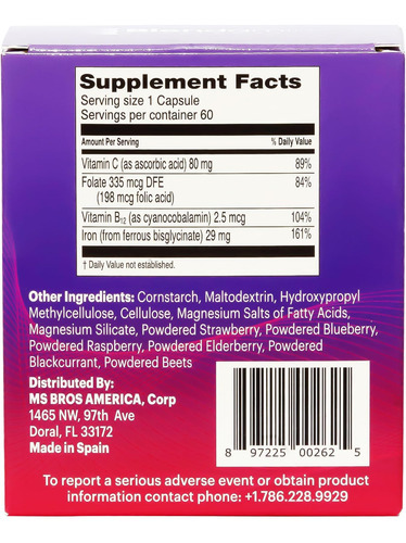 Blendamin Ferro Bisglicinato Ferroso Com Vitaminas B12 Ciano - Imagem 2