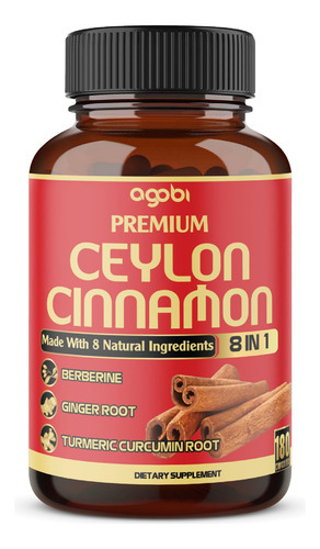 Suplemento Agobi Ceylon Canela Com Berberina 5400 Mg 180 Cáp