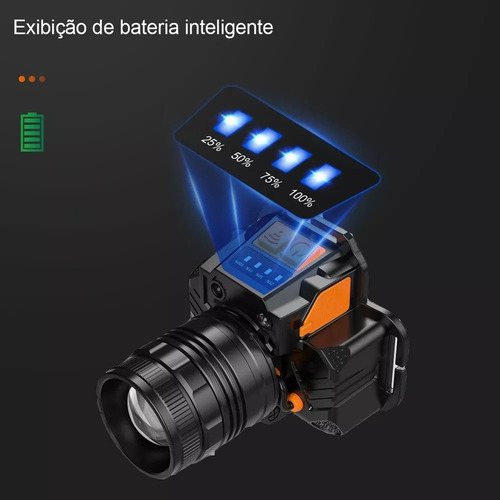Lanterna De Cabeca Prova Dagua Farol De Cabeça Potente Forte - Imagem 8