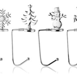 Suporte Meias Natal Metal Xmas Tree Snowflake, 4 Peças