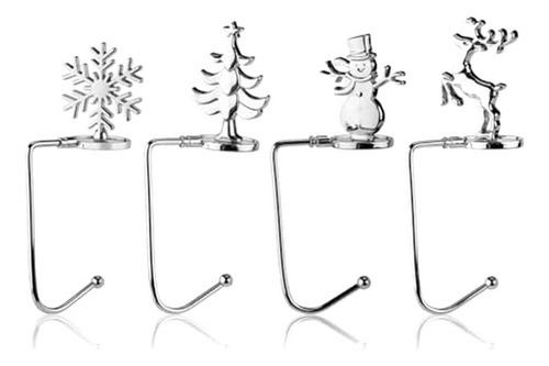 Suporte Meias Natal Metal Xmas Tree Snowflake, 4 Peças