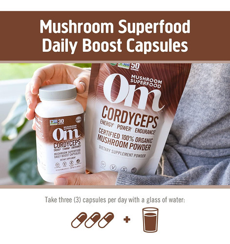 Om Mushroom Superfood Cordyceps Mushroom Capsules Suplemento - Imagem 5