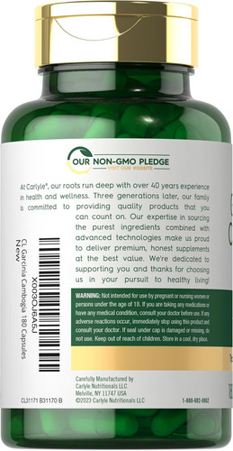 Carlyle Garcinia Cambogia 3000mg | 180 Cápsulas | Extrato De - Imagem 3