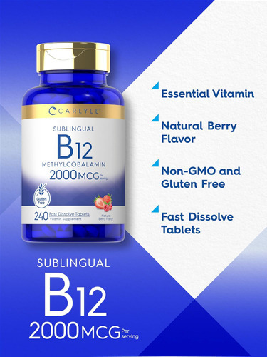 Carlyle Vitamina B-12 | 2000mcg | 240 Comprimidos De Dissolu - Imagem 4