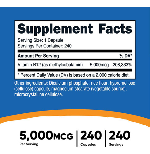 Suplemento Nutricost Vitamina B12 Metilcobalamina 5000mcg 24 - Imagem 3