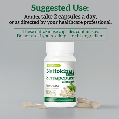 Suplemento Nattokinase 2000 Fu Serrapeptase Spu - Aprimorado - Imagem 6