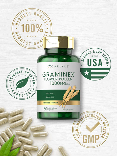 Extrato De Pólen De Flor Carlyle Graminex | 1000mg | 60 Cáps - Imagem 4