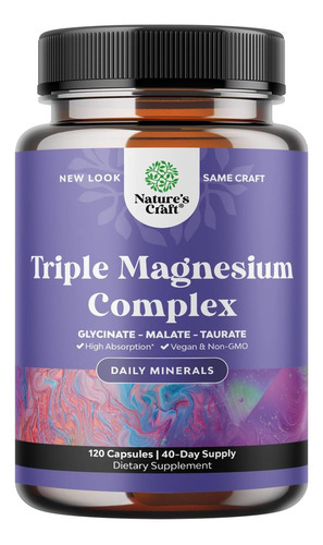 Suplemento De Complexo Triplo De Magnésio 400mg Elemental -
