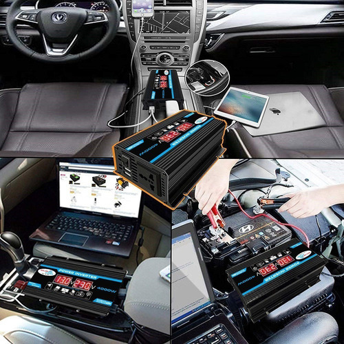 Inversor Carro Digital Inteligente 2 Usb 12v A 220v 4000w - Imagem 3