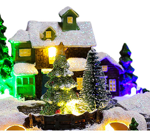 Natal Aldeia Casa Neve Árvore Cena Caixa De Música - Imagem 9