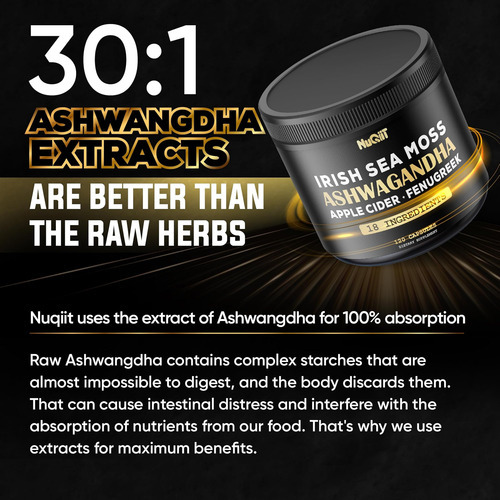 Nuqiit Organic Ashwangdha Capsules Mg Irish Sea Moss 3000mg - Imagem 5