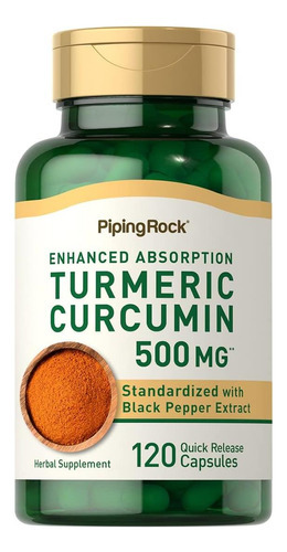 Suplemento De Curcumina E Cúrcuma Piping Rock | 500mg | 120