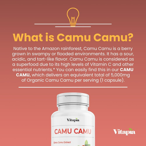 Extrato De Vitapia Camu Camu 5.000 Mg Cápsulas Naturais De V - Imagem 3