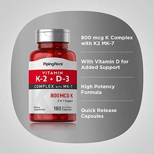 Piping Rock Vitamina K2 Mk7 Com D3 | 180 Cápsulas | Complexo - Imagem 4