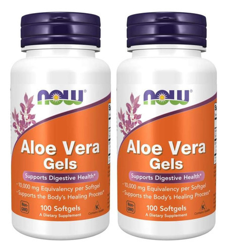Now Foods Aloe Vera, 100 Cápsulas Softgel, 2 Embalagens