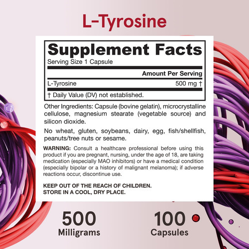 Jarrow Fórmulas L-tyrosine 500 Mg, Suplemento Dietético, Sup - Imagem 6