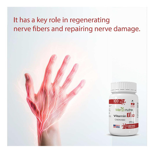 Manjo Nutra Vitamina B-12, Comprimidos Mastigáveis, Sabor Ce - Imagem 8