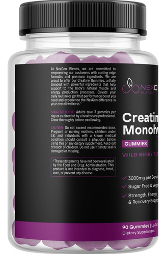 Gomas De Monohidrato De Creatina Sem Açúcar - Gomas De Creat - Imagem 3