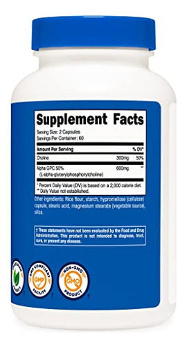 Suplemento Nutricost Alpha Gpc 600mg 120 Cápsulas Vegetarian - Imagem 4