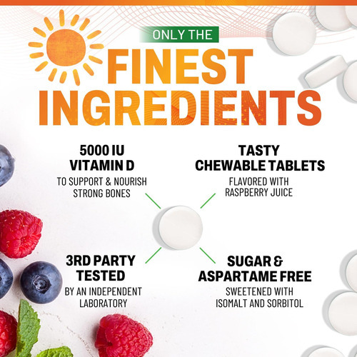 Vitamina Diu (125 Mcg) - Vitamina D Mastigável De Alta Potên - Imagem 3