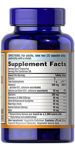 Puritans Pride Quercetin Complex With Vitamin C, Supports U - Imagem 2