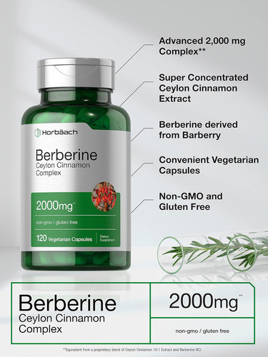 Horbaach Berberine Plus Canela Do Ceilão | 2000mg | 120 Cáps - Imagem 3