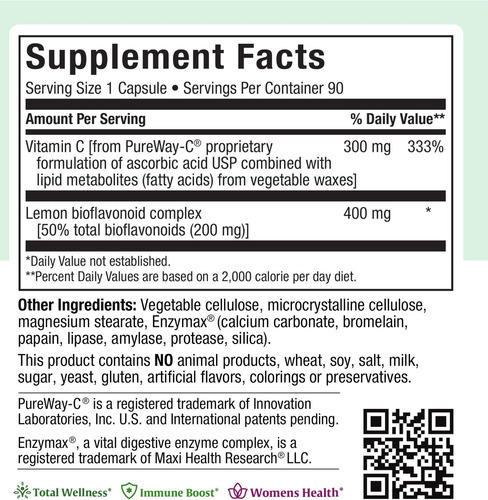 Maxi Health Pure Vitamin C - Com Bioflavonóides - Suporte Im - Imagem 4