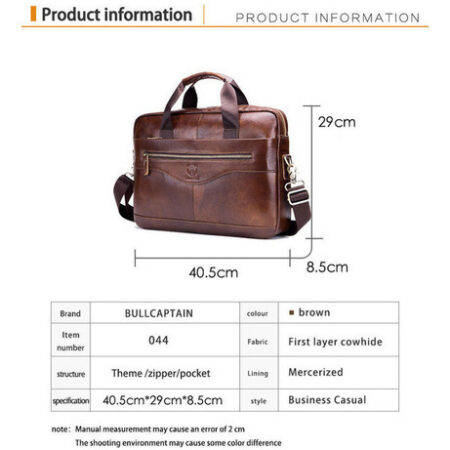 Bolsa Tiracolo Masculina De Couro Para Laptop Bullcaptain - Imagem 6