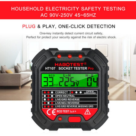 Verificador Da Tomada De 90-250v Gfci Com Exposição Habotest - Imagem 6