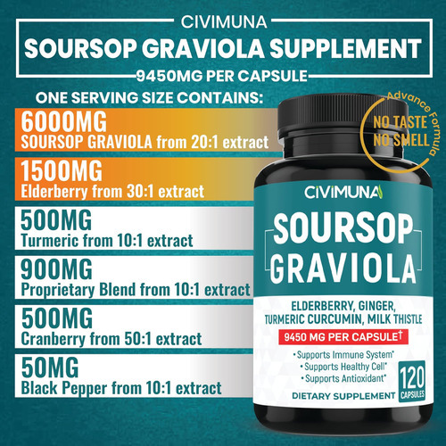 Cápsulas De Extrato De Graviola De Graviola | 9450mg | 120 C - Imagem 2