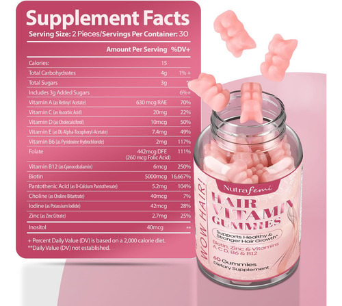 Vitaminas Capilares Nutrafemi Para Mulheres - 60 Gomas De Bi - Imagem 2